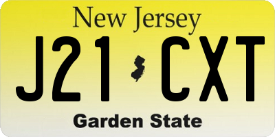 NJ license plate J21CXT