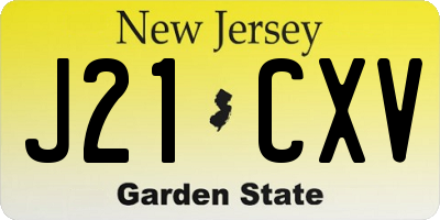 NJ license plate J21CXV