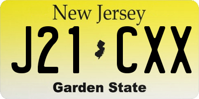 NJ license plate J21CXX