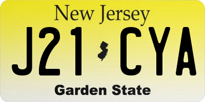 NJ license plate J21CYA