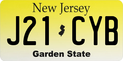 NJ license plate J21CYB