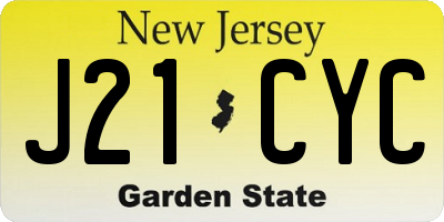 NJ license plate J21CYC
