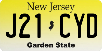 NJ license plate J21CYD