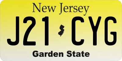 NJ license plate J21CYG