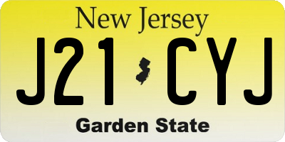 NJ license plate J21CYJ
