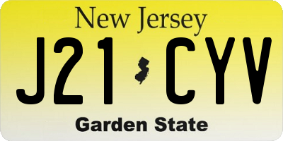 NJ license plate J21CYV