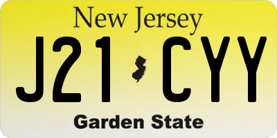NJ license plate J21CYY