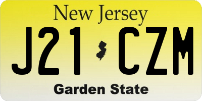 NJ license plate J21CZM