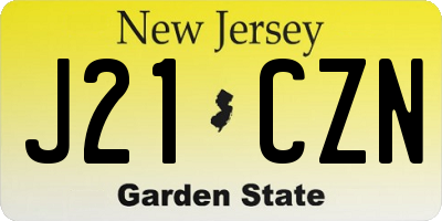 NJ license plate J21CZN