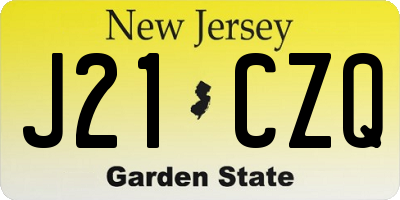 NJ license plate J21CZQ