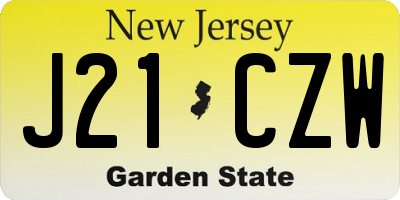 NJ license plate J21CZW