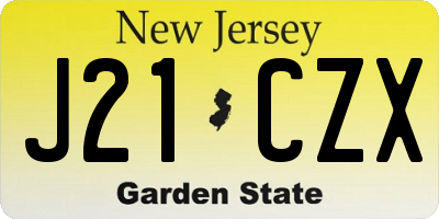NJ license plate J21CZX