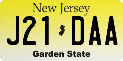 NJ license plate J21DAA