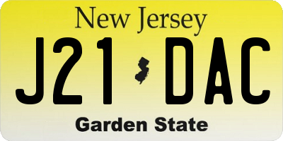NJ license plate J21DAC