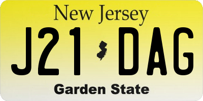 NJ license plate J21DAG