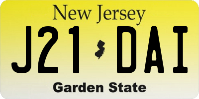 NJ license plate J21DAI