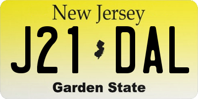 NJ license plate J21DAL