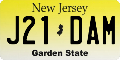 NJ license plate J21DAM