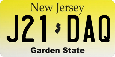 NJ license plate J21DAQ