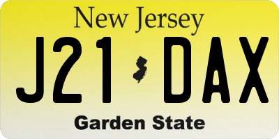 NJ license plate J21DAX