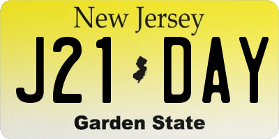 NJ license plate J21DAY
