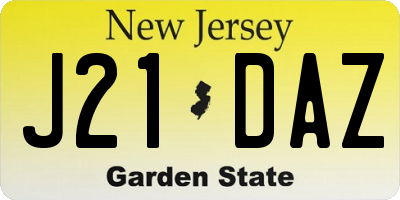 NJ license plate J21DAZ