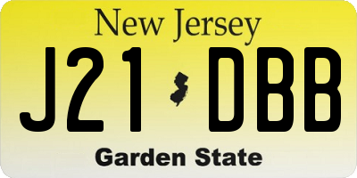 NJ license plate J21DBB