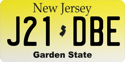 NJ license plate J21DBE