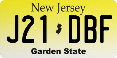 NJ license plate J21DBF