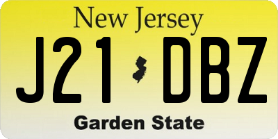 NJ license plate J21DBZ