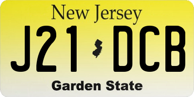 NJ license plate J21DCB