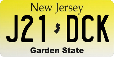 NJ license plate J21DCK