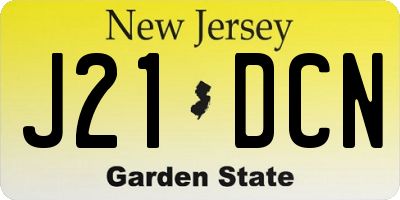NJ license plate J21DCN