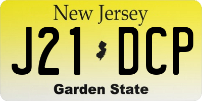 NJ license plate J21DCP