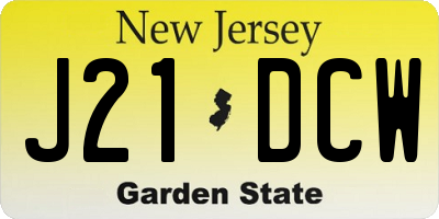 NJ license plate J21DCW