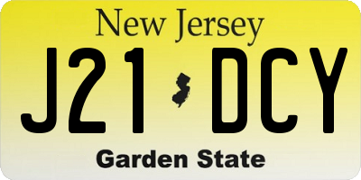 NJ license plate J21DCY