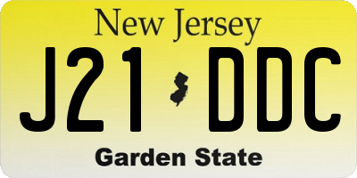 NJ license plate J21DDC