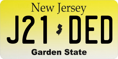 NJ license plate J21DED