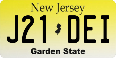 NJ license plate J21DEI