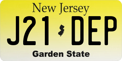 NJ license plate J21DEP