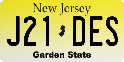 NJ license plate J21DES