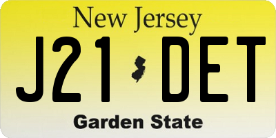 NJ license plate J21DET