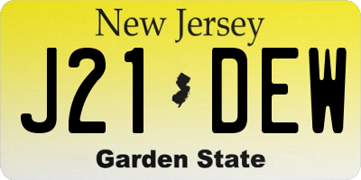 NJ license plate J21DEW