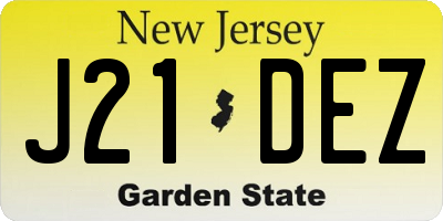 NJ license plate J21DEZ