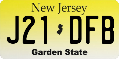 NJ license plate J21DFB