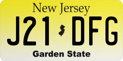 NJ license plate J21DFG