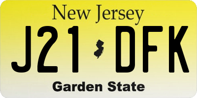 NJ license plate J21DFK