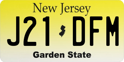 NJ license plate J21DFM