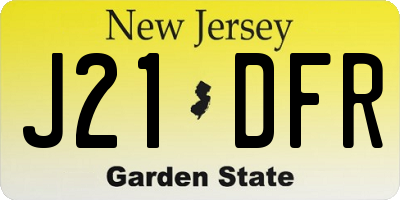 NJ license plate J21DFR