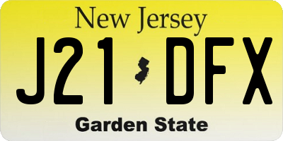NJ license plate J21DFX